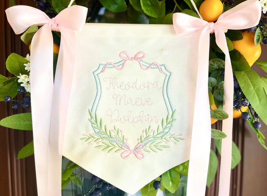 Hospital banner (floral/bow crest)