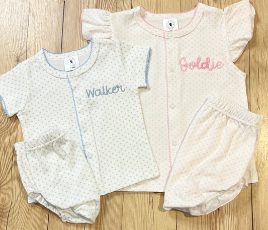 EXTRAS - Pink & blue bitty dot diaper set