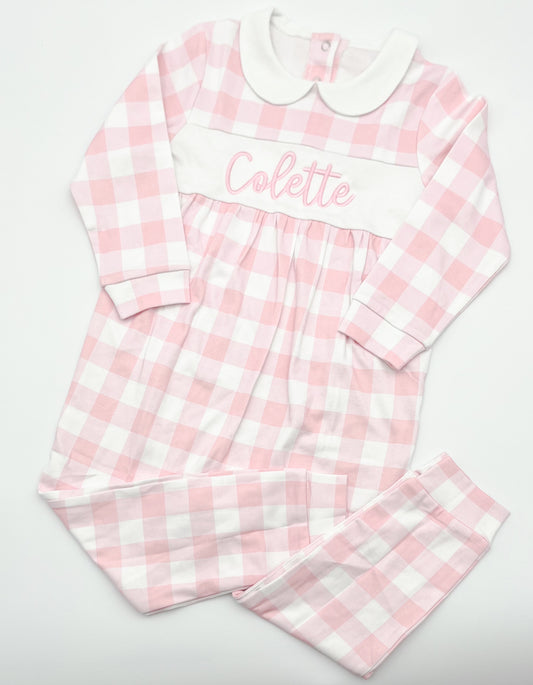 PREORDER - Long sleeve gingham romper (ships beg. Nov.)
