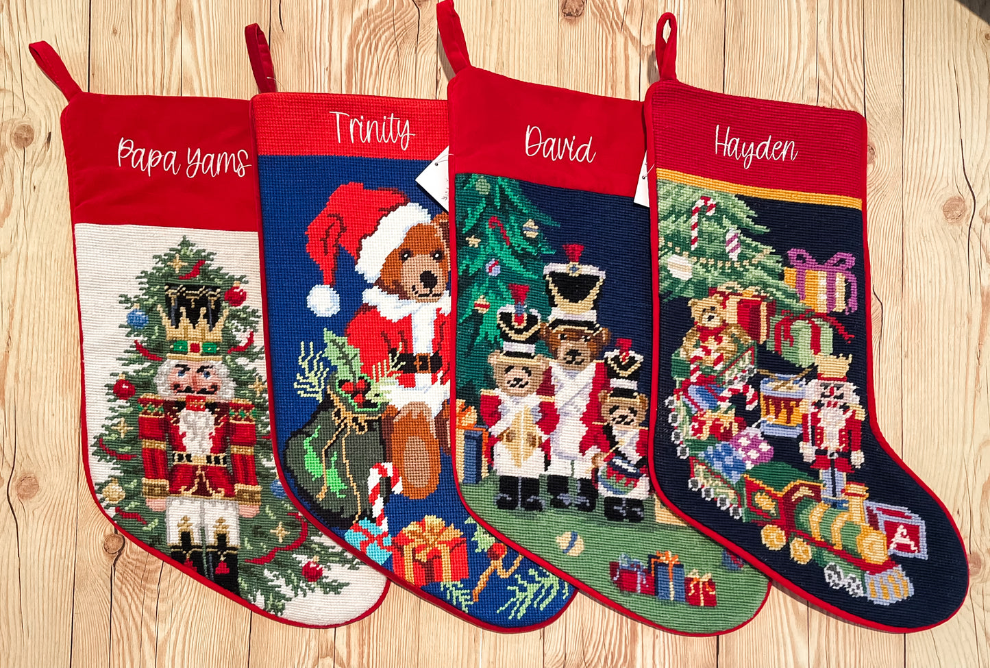 Starry Night Needlepoint Christmas Stockings