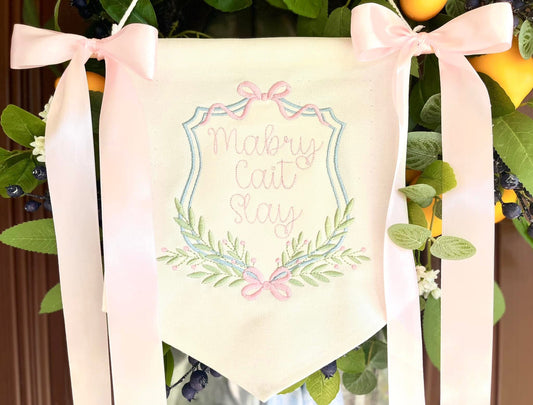 Hospital banner (floral/bow crest)