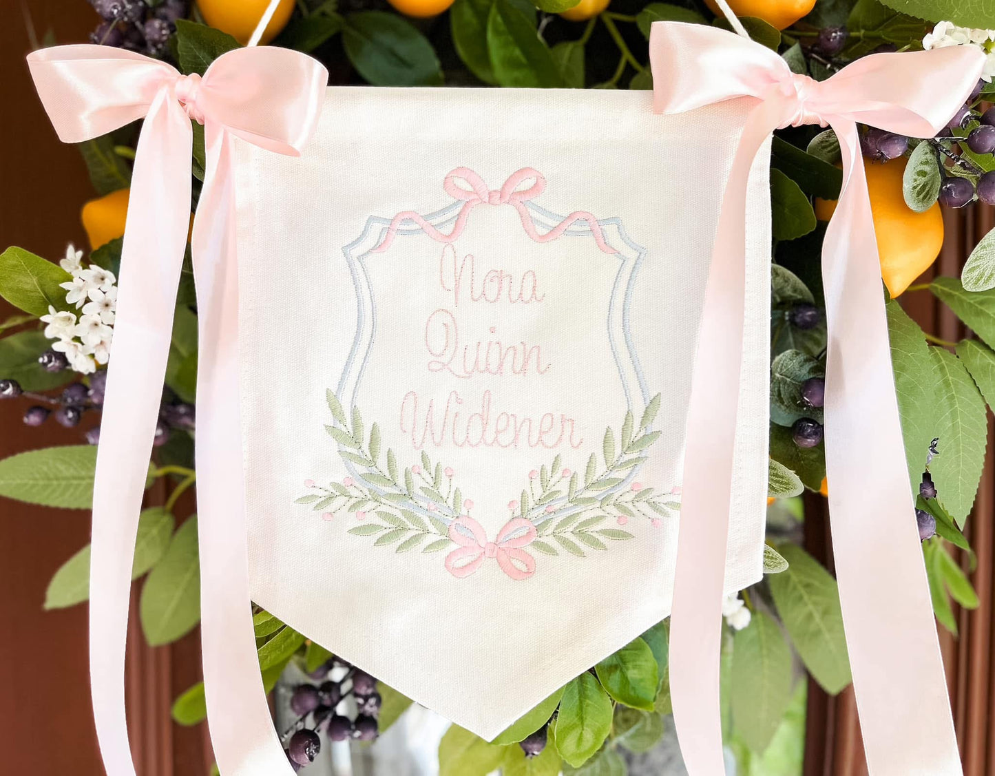 Hospital banner (floral/bow crest)