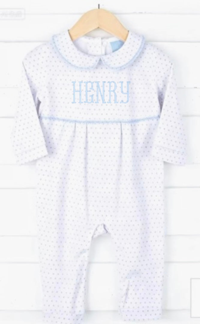 PREORDER - Long sleeve bitty dot romper (ships beg. Nov.)