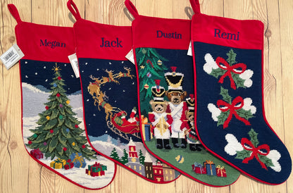 Starry Night Needlepoint Christmas Stockings