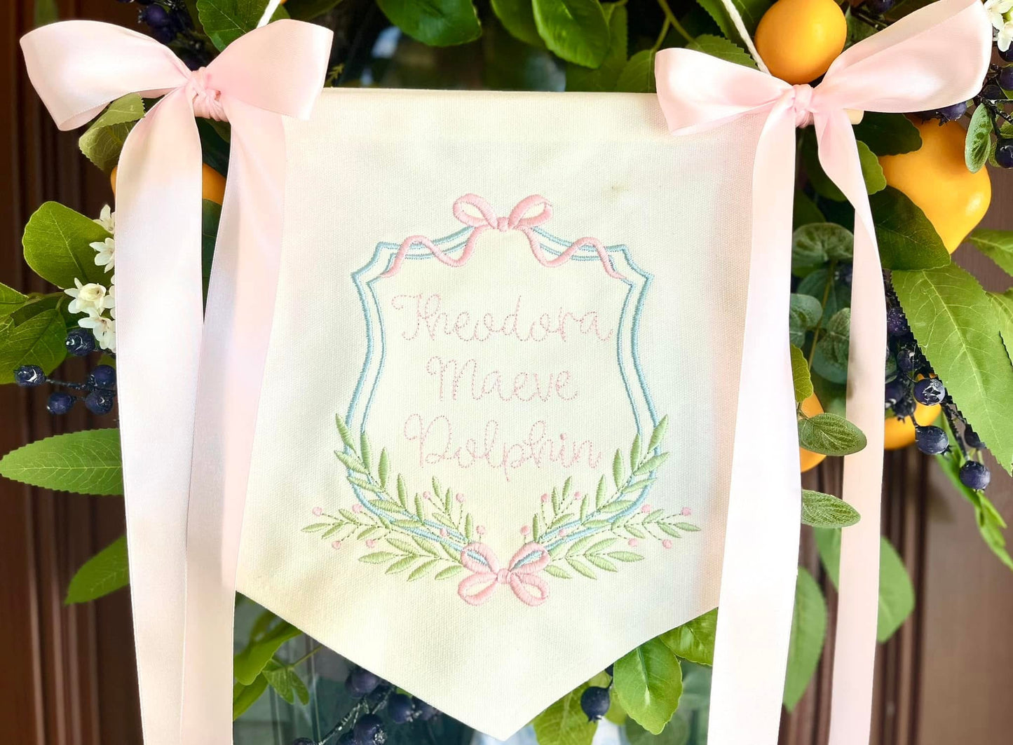 Hospital banner (floral/bow crest)