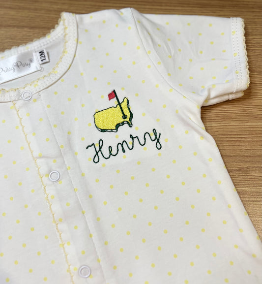 Yellow bitty dot diaper set
