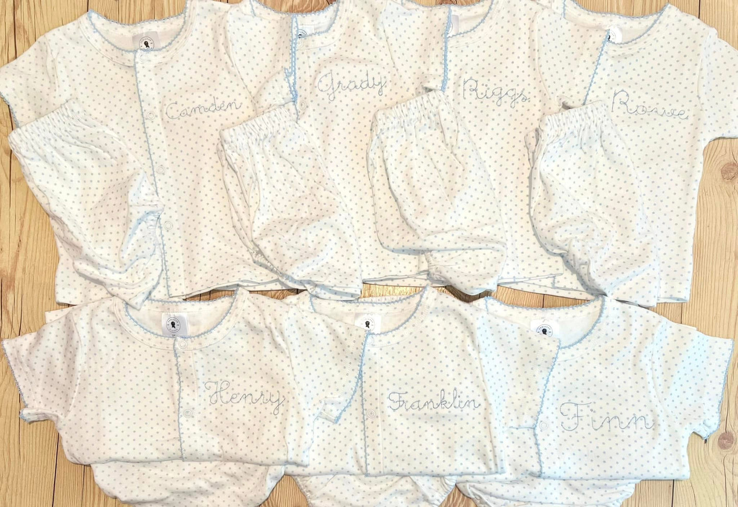 Pink & blue bitty dot diaper set