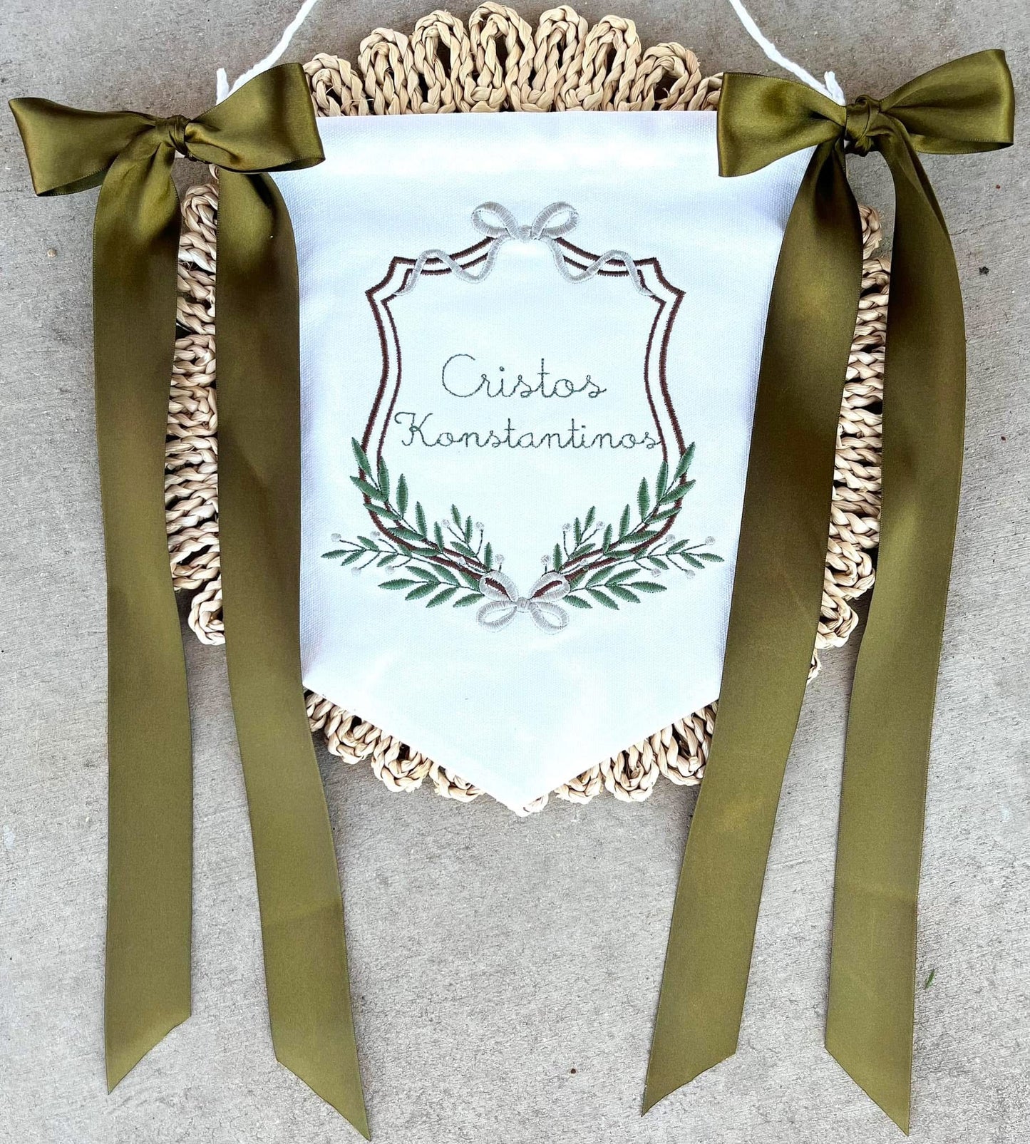 Hospital banner (floral/bow crest)