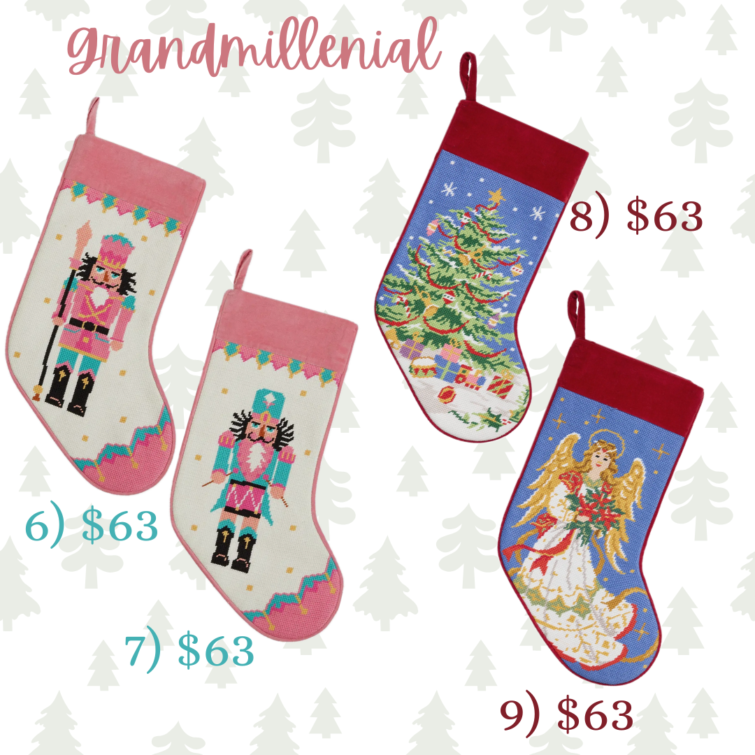 Grandmillenial Needlepoint Christmas Stockings