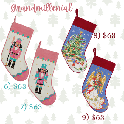Grandmillenial Needlepoint Christmas Stockings