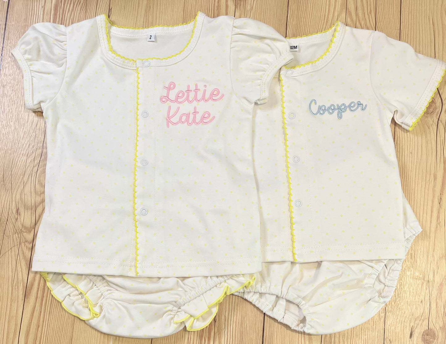 PREORDER - Yellow bitty dot diaper set (ships by end of Aug.)