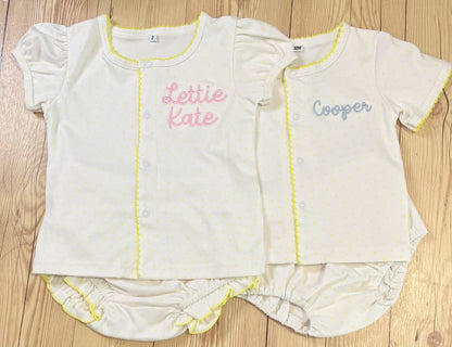 PREORDER - Yellow bitty dot diaper set (ships by end of Aug.)
