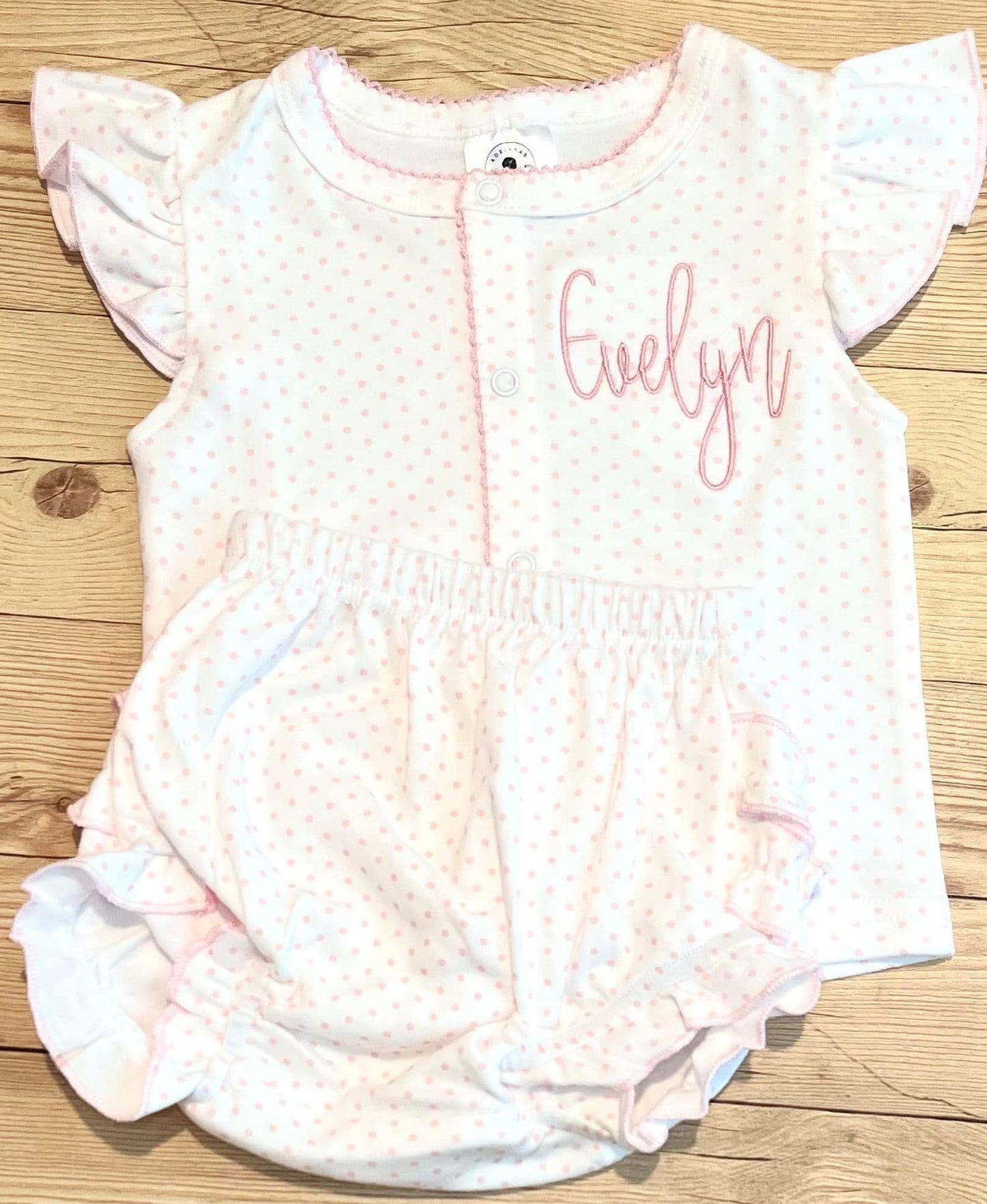 Pink & blue bitty dot diaper set