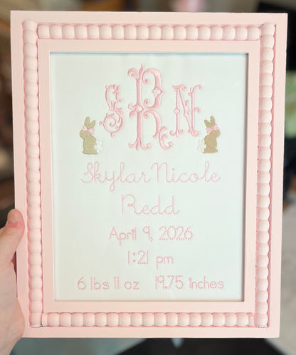 Embroidered keepsake + frame