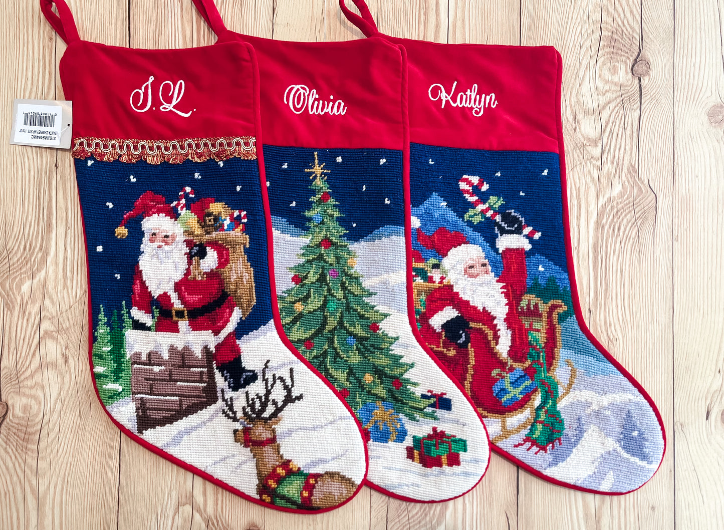 Starry Night Needlepoint Christmas Stockings