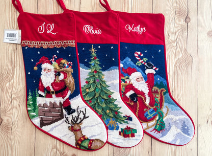 Starry Night Needlepoint Christmas Stockings