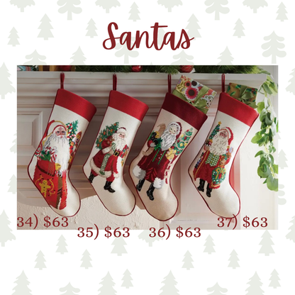 Santas Needlepoint Christmas Stockings