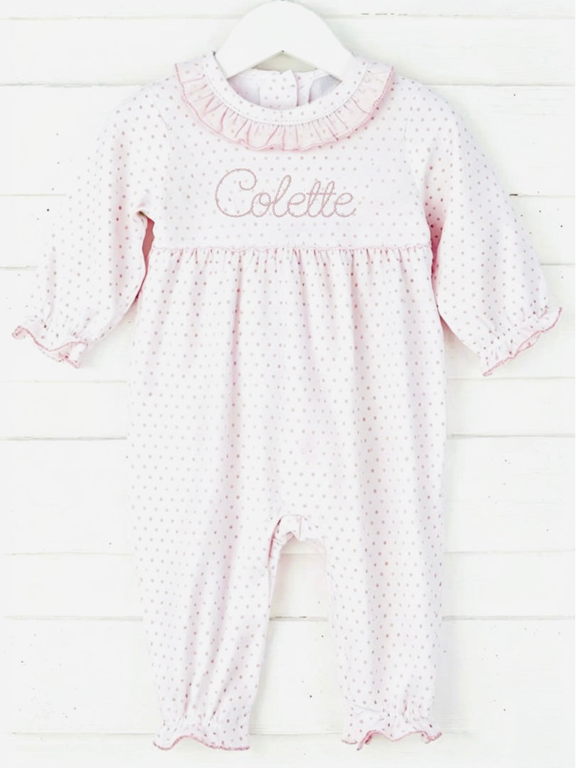 PREORDER - Long sleeve bitty dot romper (ships beg. Nov.)