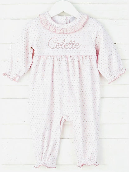 PREORDER - Long sleeve bitty dot romper (ships beg. Nov.)