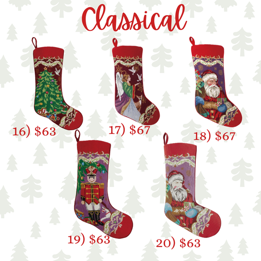 Classical Needlepoint Christmas Stockings