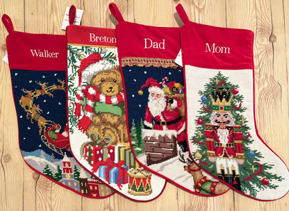 Starry Night Needlepoint Christmas Stockings