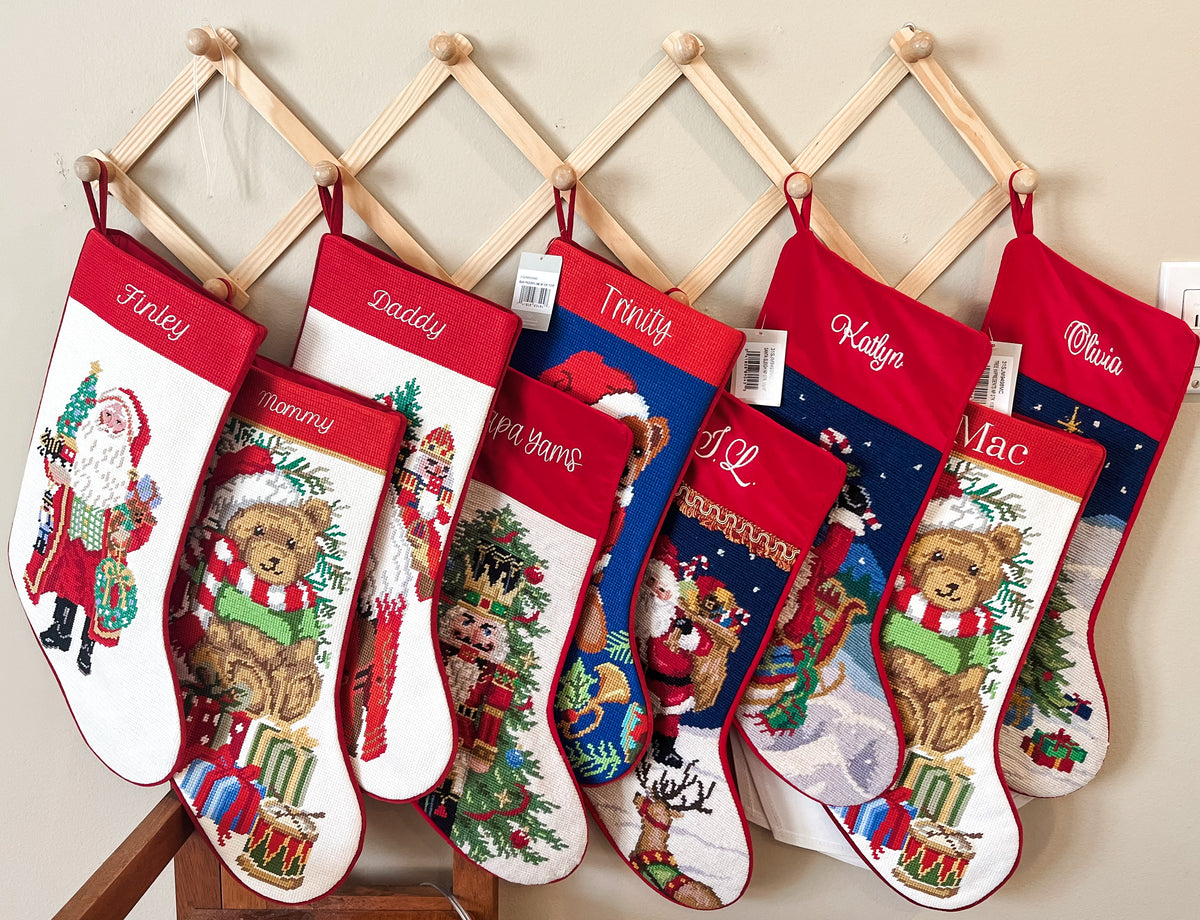 Red Tops Needlepoint Christmas Stockings