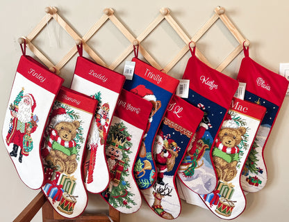 Red Tops Needlepoint Christmas Stockings