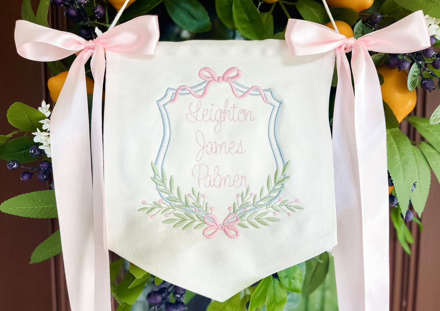 Hospital banner (floral/bow crest)