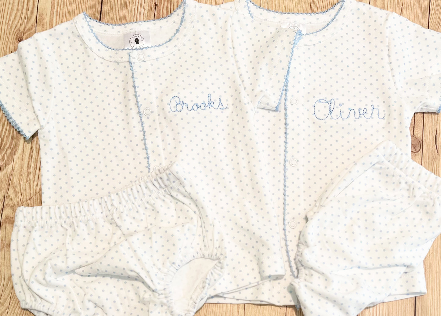 Pink & blue bitty dot diaper set