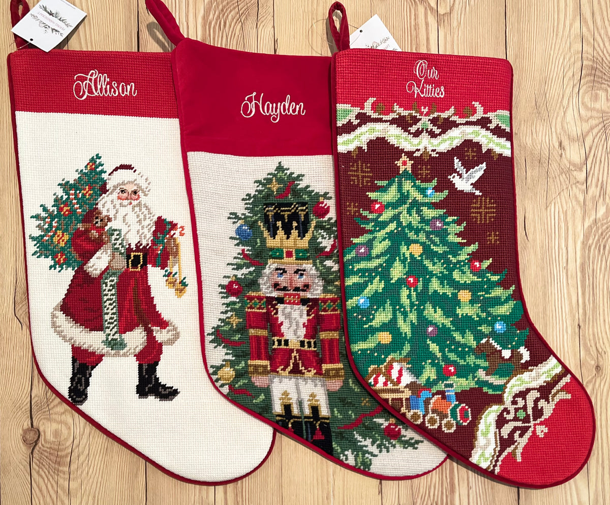 Santas Needlepoint Christmas Stockings