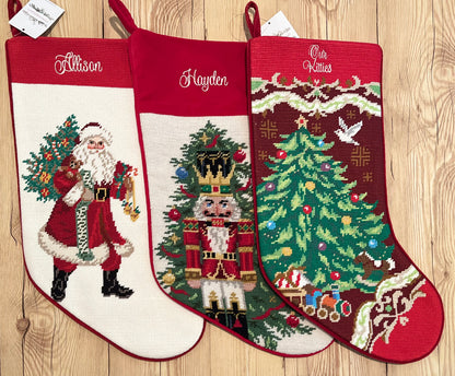 Santas Needlepoint Christmas Stockings