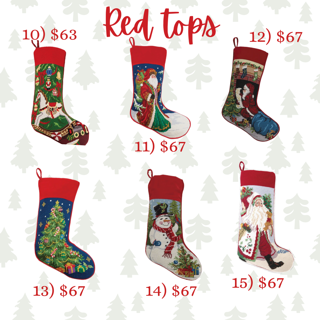 Red Tops Needlepoint Christmas Stockings