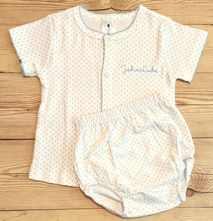 Pink & blue bitty dot diaper set