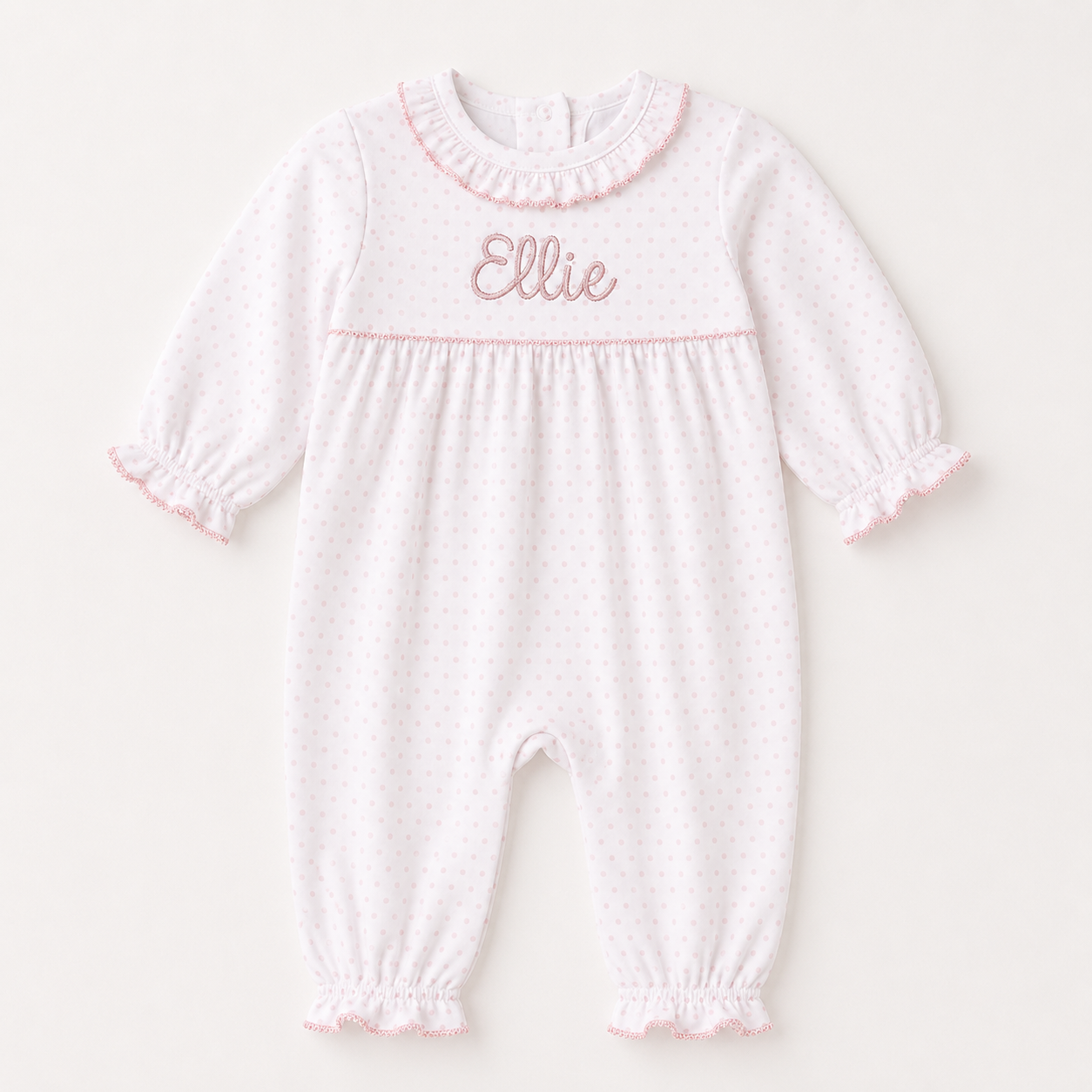 PREORDER - Long sleeve bitty dot romper (ships beg. Nov.)