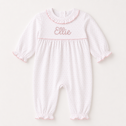 PREORDER - Long sleeve bitty dot romper (ships beg. Nov.)