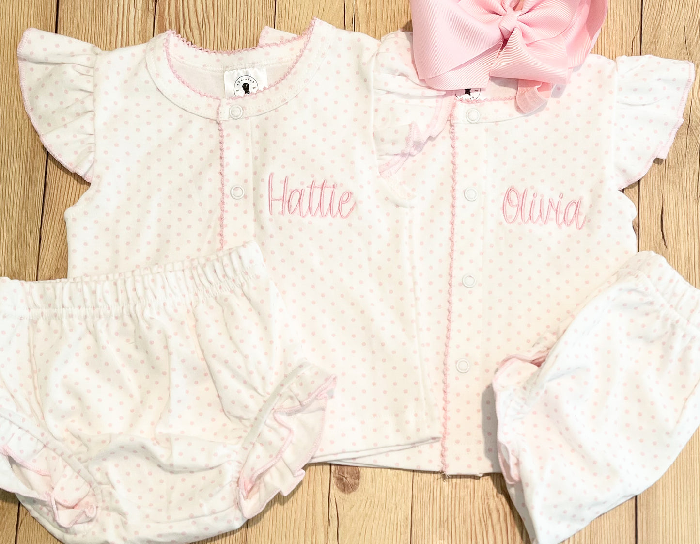 Pink & blue bitty dot diaper set