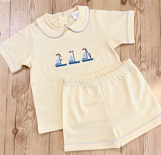 Piped shorts set with boat name