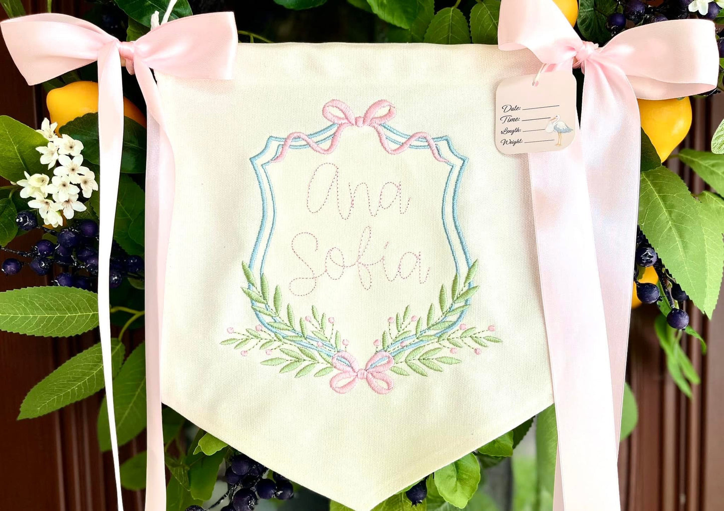 Hospital banner (floral/bow crest)